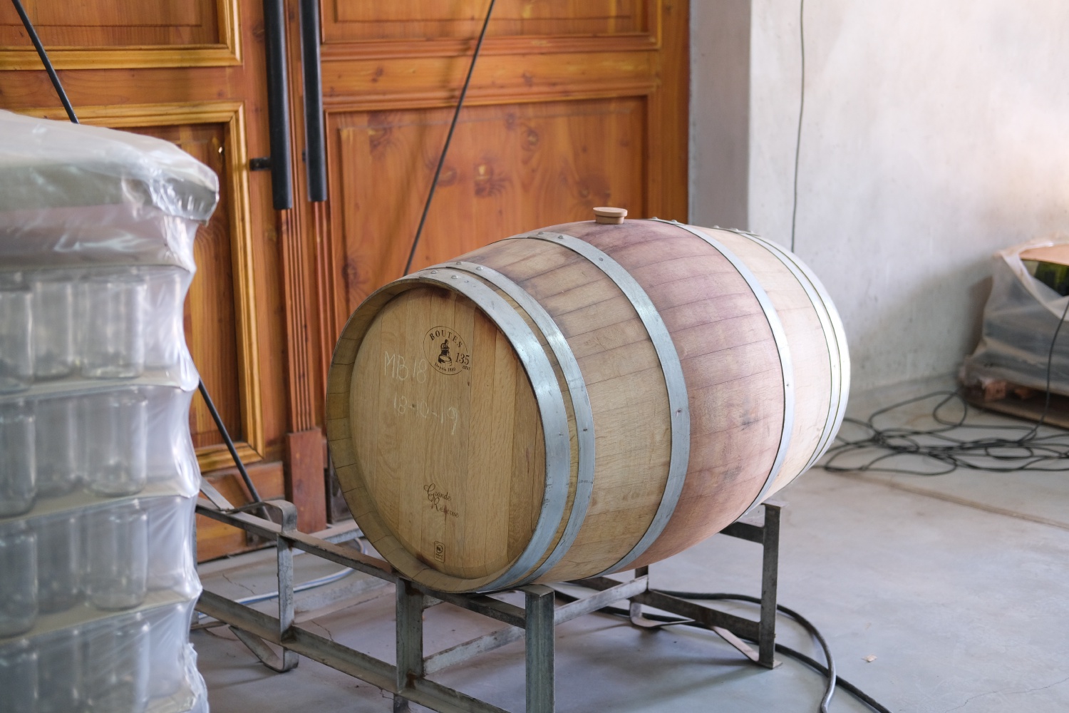 Marcos actually buys used oak barrels from bigger commercial wineries, and carves the inside for a fresh layer of oak for his wines