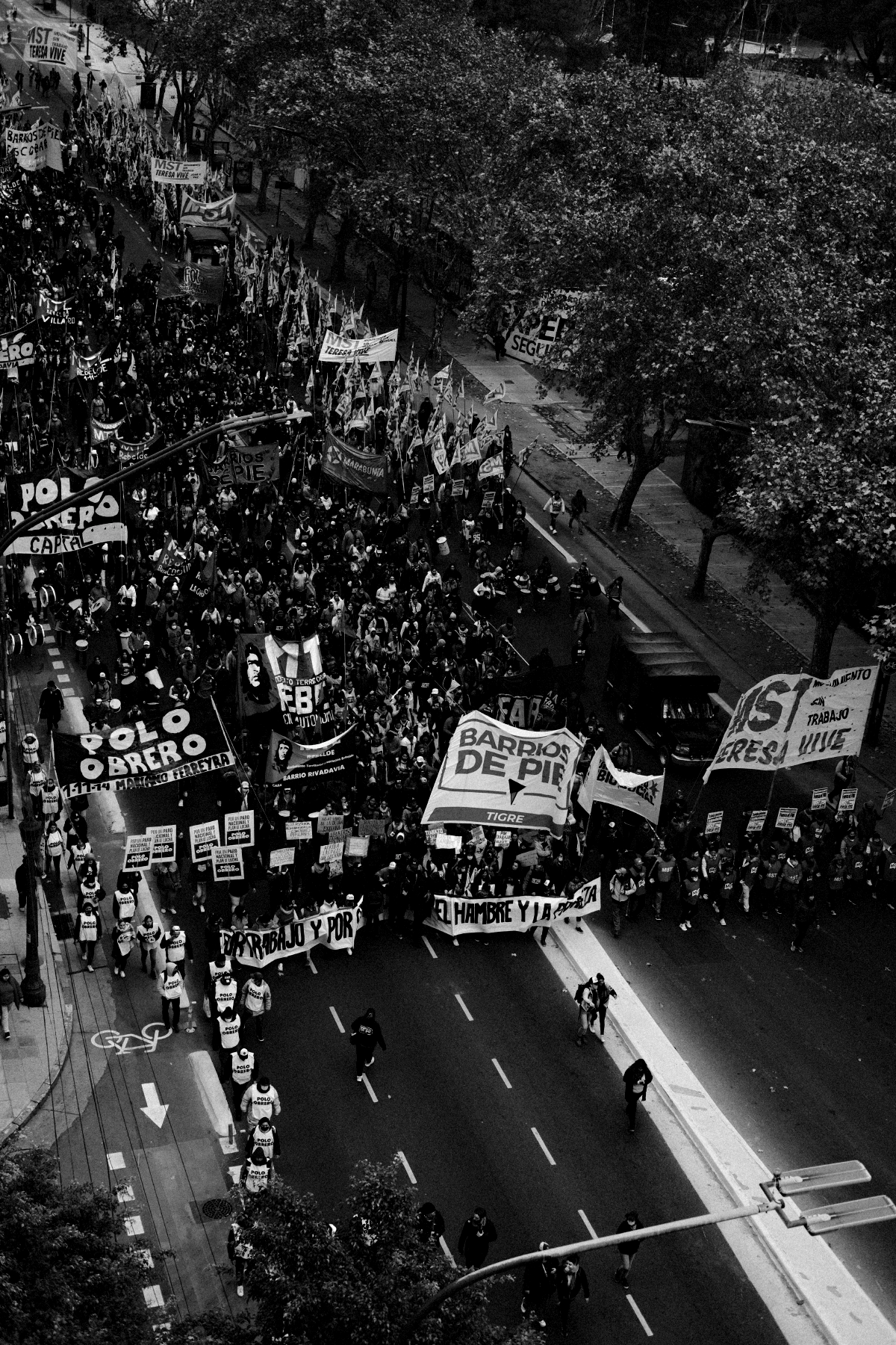 One morning, it was non-stop beeping of cars below us. A couple of minutes later, we saw thousands of people marching below