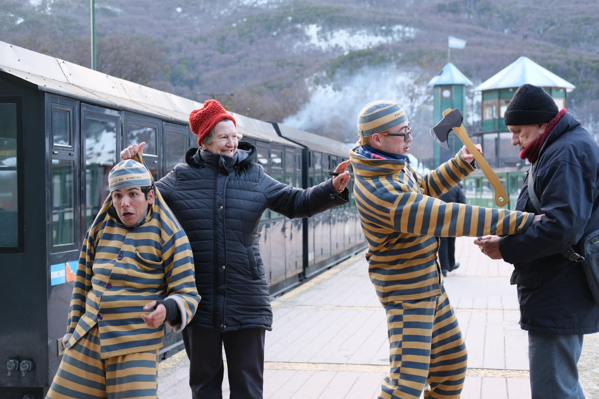 They have you take photos with the prisoners before boarding! This grandma was nice enough to point out to the conductor that were foreigners, so we were informed that we can choose English for the audio tour