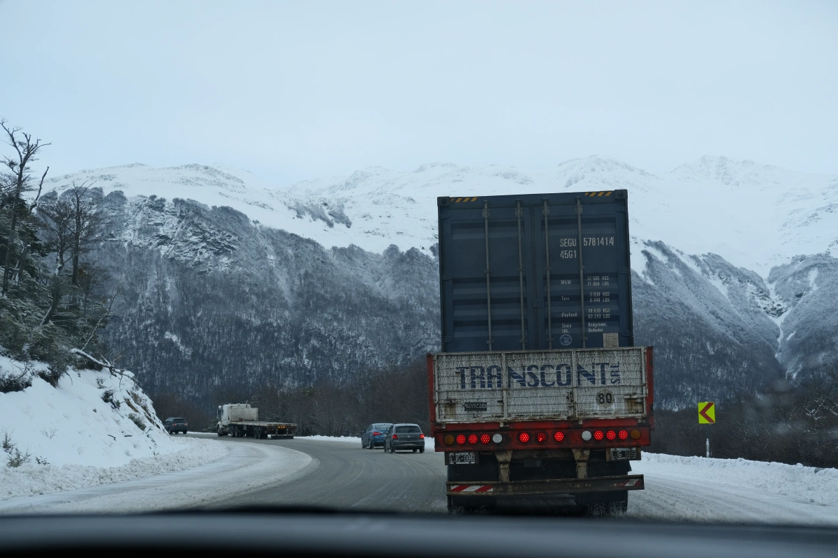 There were container trucks we would be on the road with, and the occasional cars, heading to Ushuaia maybe since it's a port!