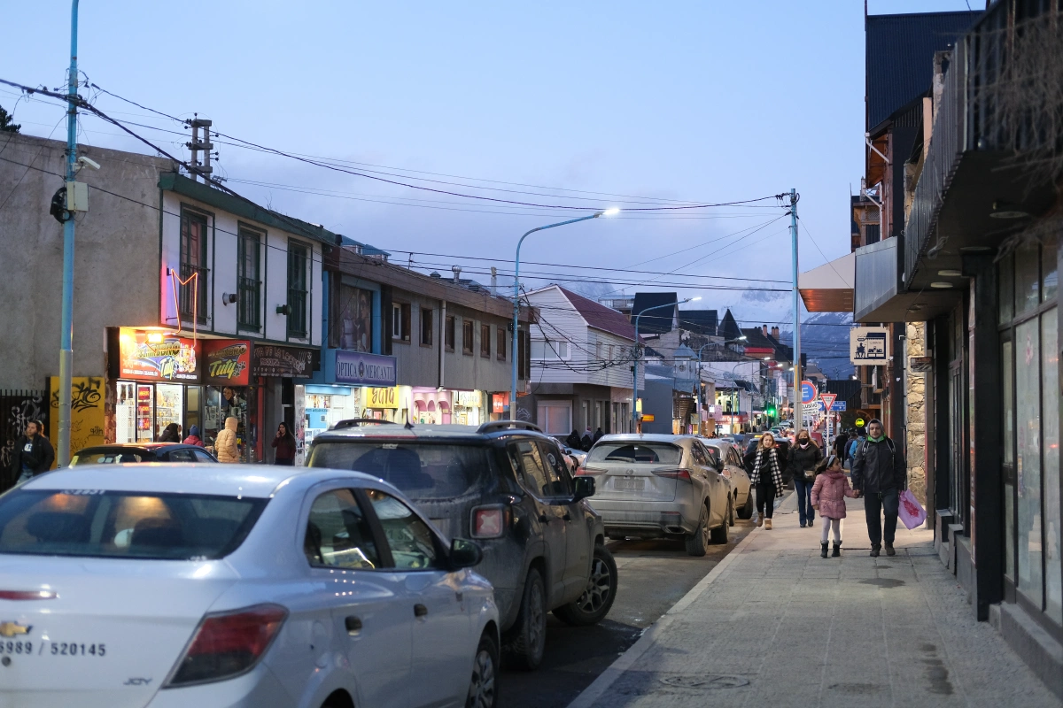 Ushuaia town proper - where there are lots of gift shops, rental shops for snow gear, and restaurants!