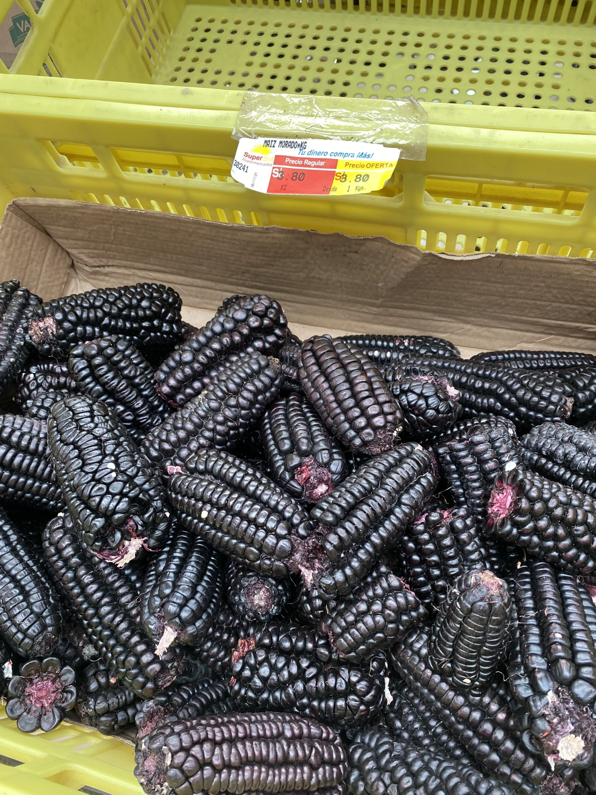 Have I already mentioned that I love going to the markets or groceries when we travel? It gives me joy to see how different things are per place! Say hello to this maiz morado (purple)!