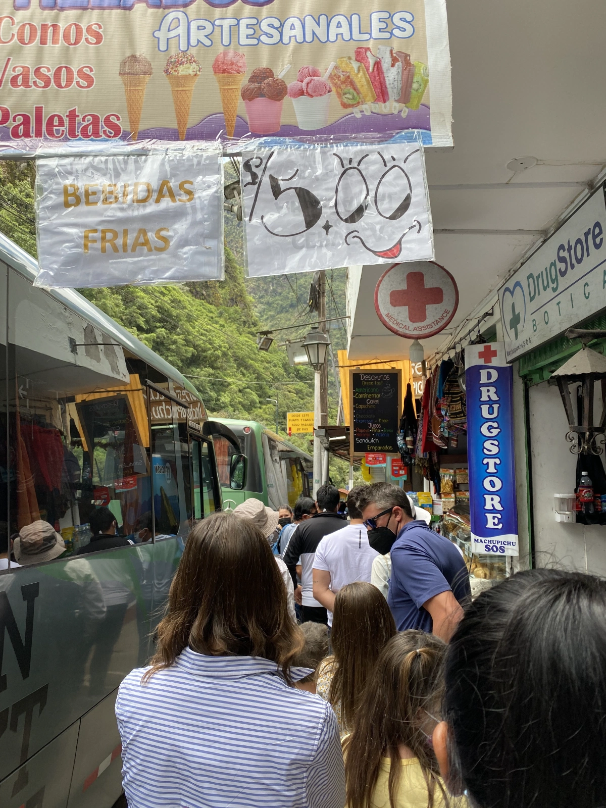 Upon arriving in town, we had to rush to get bus tickets since we only had a limited time to do everything! Travel Time: 8 hours by train to and from Machu Picchu, then back to our Airbnb at night!
