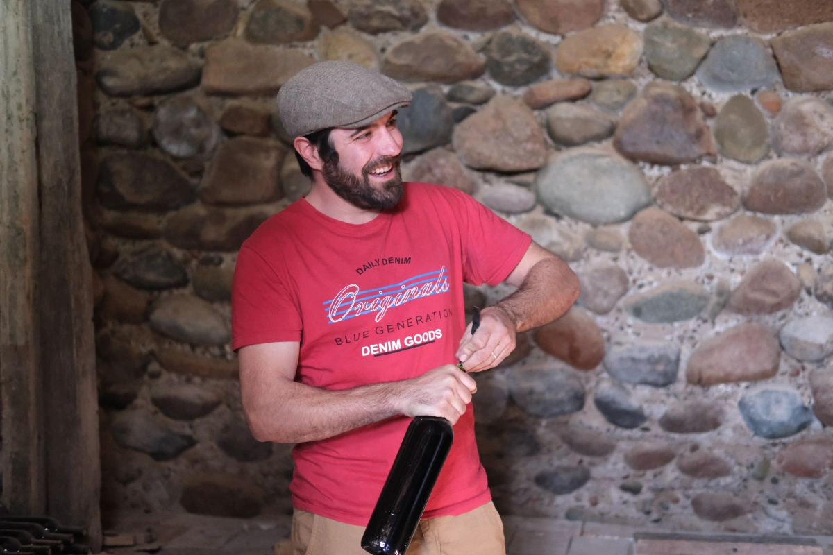 He opened an oak aged wine bottle just for us!