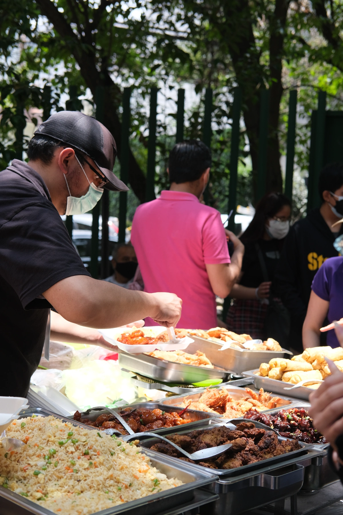 Thailand had a lot of food prepared, and the lines were long,too!