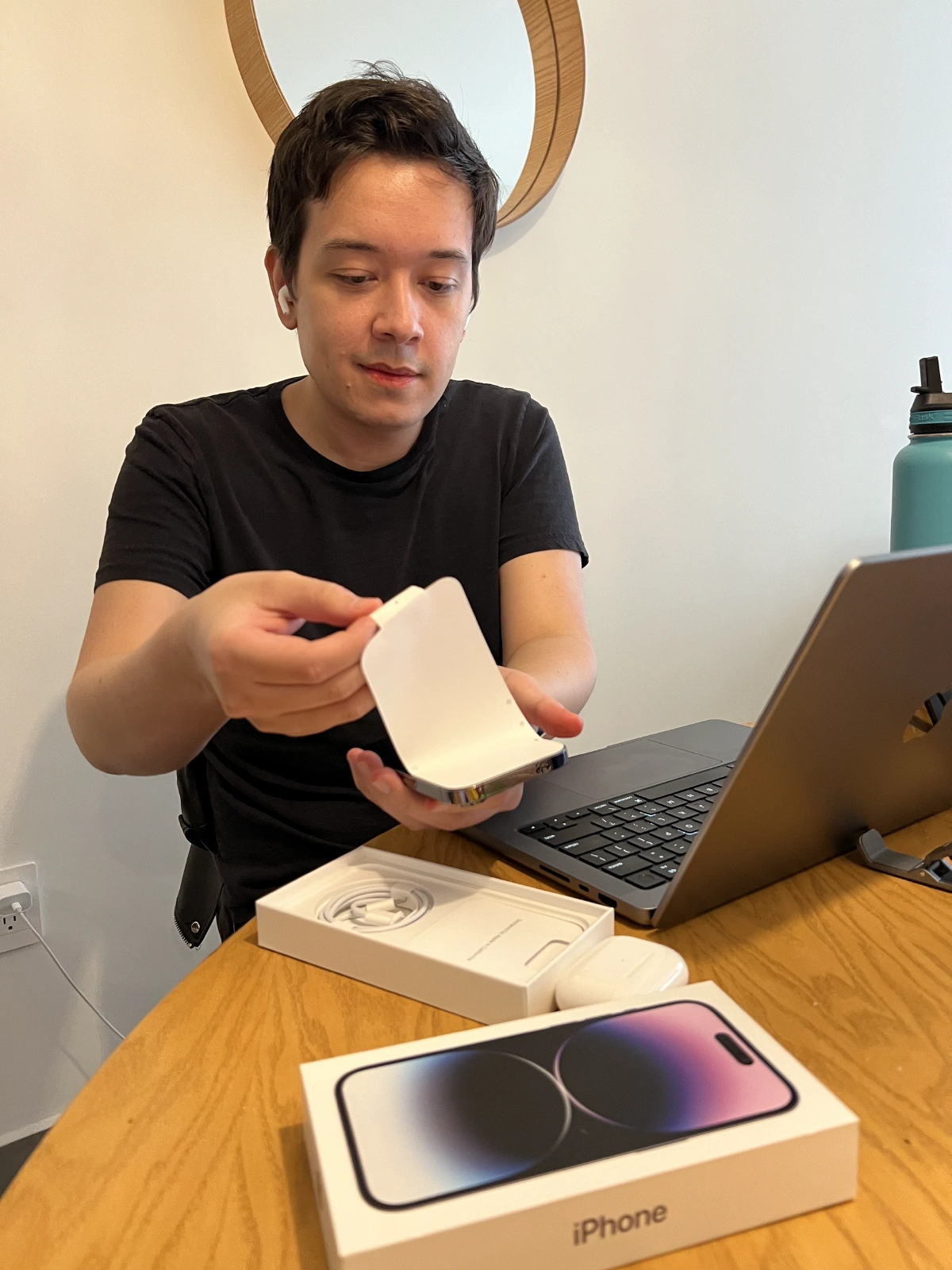 Tipped off Alex that he can get the newest phone here that comes with a sim card tray! (We need it for our travels)