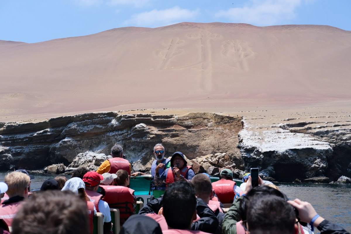 This is called the Paracas Candelabra, and it's one of the listed on Wikipedia as one of the 20 geoglyphs in the world!